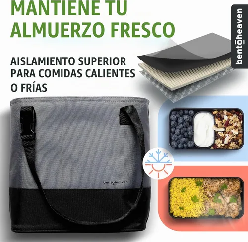Vista 2 de Bentoheaven Bolsa de almuerzo aislada para el trabajo, materiales duraderos, correa / asa variable, apertura amplia, bolsa de almuerzo más fresca