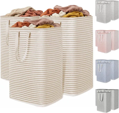 Vista 13 de Lifewit 75L x 2 Pack Collapsible Laundry Hamper Large,Tall Foldable Dirty Clothes Baskets Waterproof, Freestanding Double Bags with Easy Carry