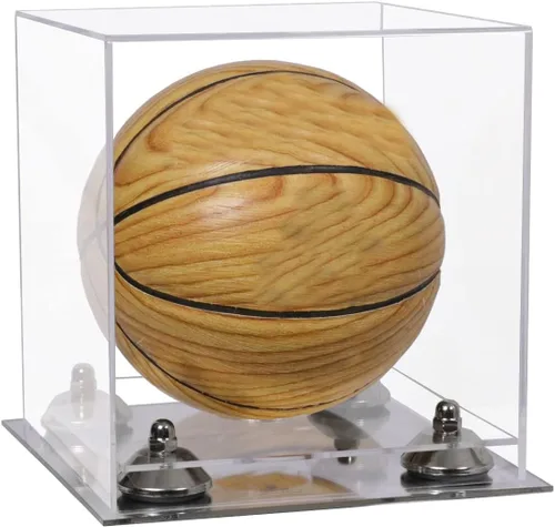 Vista 78 de Better Display Cases Mini acrílico - Miniatura (no tamaño completo) Baloncesto vitrina con elevadores negros y espejo (A015-BR)