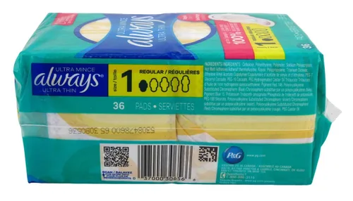Vista 2 de Always Almohadillas Ultra Delgadas Tamaño 1-36 Recuento Regular (Paquete de 6)