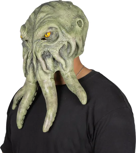 Vista 3 de Cthulhu - Máscara de disfraz de monstruo pulpo verde para Halloween