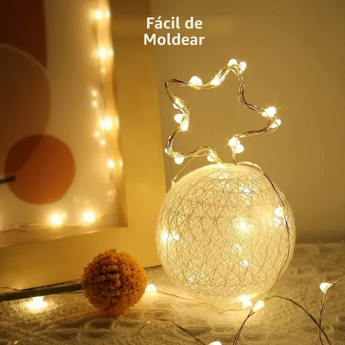 Vista 3 de Lighting EVER - Guirnalda de luces de hadas que funcionan con pilas, 20 miniluces LED, impermeables, pequeñas luces de duende para frascos