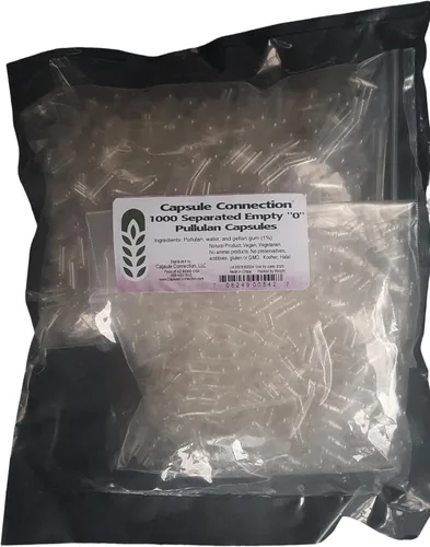 Vista 4 de Capsule Connection Cápsulas de Pululan Vacías Separadas, 0" Tamaño, Vegano & Vegetariano (100)