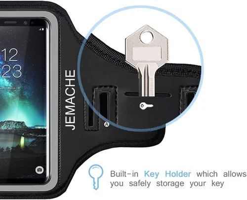Vista 8 de Galaxy S7 Edge/S8/S8+ banda para el brazo, JEMACHE banda para el brazo para ejercicio, gimnasio, correr/trotar/ejercicio para Samsung Galaxy S8/S7