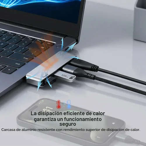 Vista 4 de Hub USB 3.0 del lado derecho, divisor USB sin cable de 4 puertos para laptop, diseño de enchufe directo, compatible con MacBook, portátiles