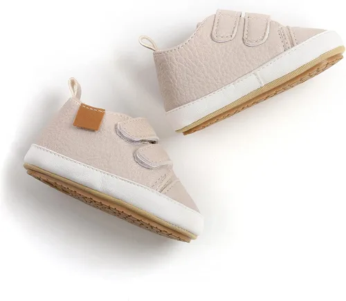 Vista 6 de Tenis de tobillo alto unisex para bebés, niños y niñas, suela de goma suave, zapatos de cuna para niños pequeños