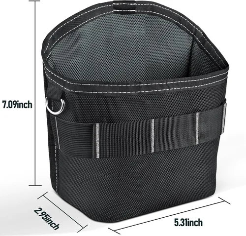 Vista 3 de Bolsa de herramientas SOGCASE para clavos y tornillos con clip para cinturón (XL, Negro)