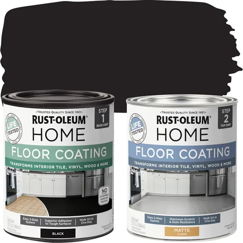 Vista 10 de Rust-Oleum 367592 - Kit de revestimiento de suelo para interiores del hogar, gris envejecido mate