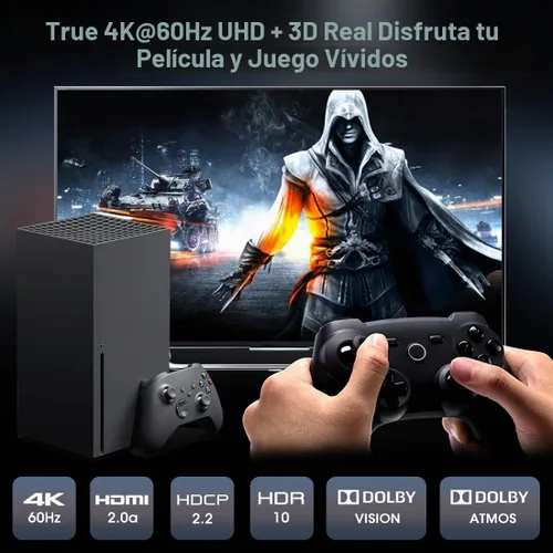 Vista 5 de (Versión más reciente) ROOFULL 5 puertos 4K HDMI Switch con control remoto 5 en 1 salida 4K @60Hz HDMI 2.0 selector de conmutador, Dolby