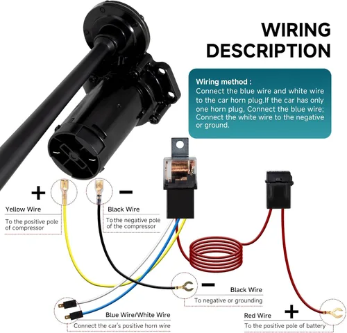 Vista 8 de Bocinas de aire para camión, kit de bocina de tren súper fuerte para vehículo de 12V/camión semi/coche/barco/jeep/furgoneta/motocicleta/SUV, bocina