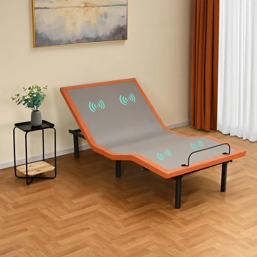Vista 14 de ESHINE Base de cama ajustable + colchón híbrido de 14 pulgadas Twin XL (Suave Medio) - Espuma viscoelástica de gel de lujo, bases de cama con Gris