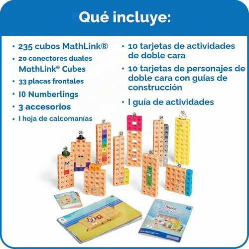 Vista 2 de hand2mind MathLink Cubos Numberblocks Juego de Actividades 21-30, 20 Actividades de Aprendizaje Preescolar, Bloques de Conteo, Cubos de Enlace