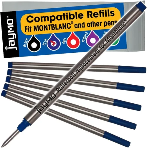 Vista 10 de Jaymo Repuesto para Montblanc 105158 – Medidas 4.44 in / 113 mm de largo – Recambio de bolígrafo roller – 12 negro