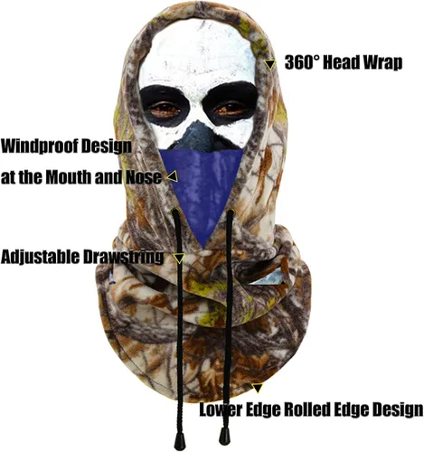Vista 3 de TTJZ Polaina para el cuello, pasamontañas, bufanda y sombrero, máscara de esquí, accesorios para traje Ghillie