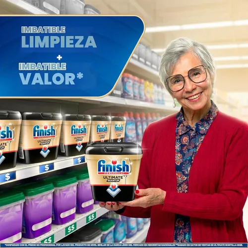 Vista 5 de Finish Ultimate Infinity Shine - Cápsulas para lavavajillas, detergente sin necesidad de pre-enjuague, elimina manchas quemadas, con Protector