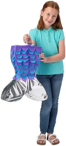 Vista 2 de Piñata de cola de sirena brillante para fiesta mágica de sirena