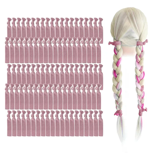 Vista 21 de MEEDEE Paquete de 100 lazos para el cabello, color negro, sin pliegues, nudos suaves para mujeres, sin daño, adecuado para colas de caballo, yoga