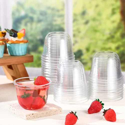 Vista 4 de Ziliny 100 copas de vino de plástico de 9 onzas sin tallo, desechables, copas de vino de plástico para fiestas, bodas, cumpleaños, cócteles
