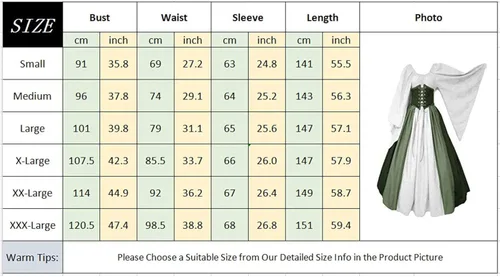 Vista 7 de Abaowedding Disfraz medieval renacentista para mujer, vestido retro gótico con mangas de trompeta