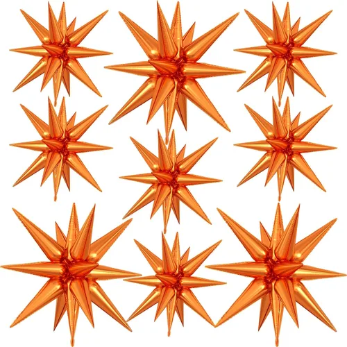 Vista 9 de 9 piezas de globos de estrella beige, grandes globos de papel de aluminio en forma de estrella en explosión, globos de Mylar en punta color crema