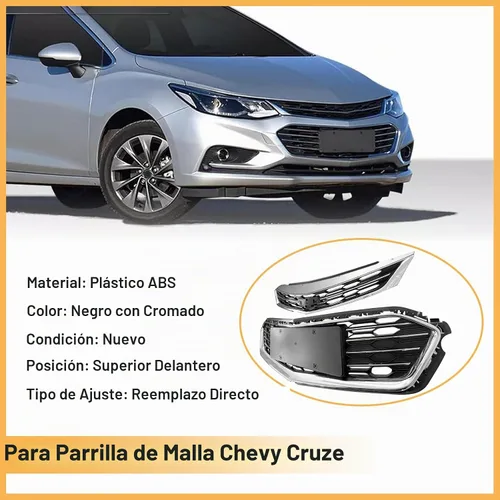 Vista 5 de Parachoques delantero superior inferior rejilla compatible para Chevy Cruze Mesh Grill 2016 2017 2018