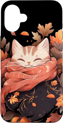 Vista 22 de Funda para iPhone 16 Cat Kitten Otoño Temporada Otoño Hojas Acción de Gracias