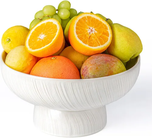 Vista 8 de Frutero de cerámica con pedestal de 10 pulgadas (gris)