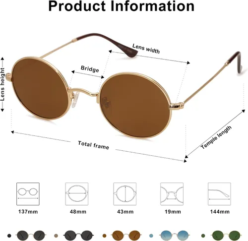 Vista 4 de SOJOS Lennon SJ1167 - Lentes de sol polarizados redondos para hombres y mujeres, diseño hippie de los años 70