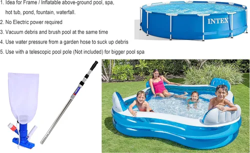 Vista 3 de Poolsupplytown - Aspirador de propulsión mini con escobilla, bolsa (no incluye brazo) para alberca, spa, jacuzzi, fuentes y jacuzzis de exterior