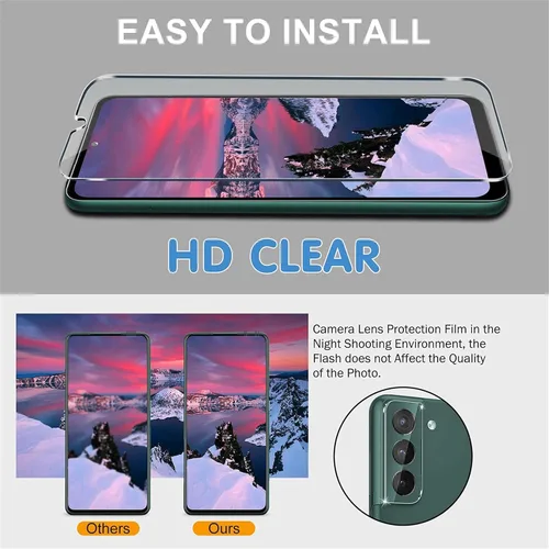 Vista 7 de Protector de pantalla (paquete de 3) para Samsung Galaxy S22 5G, vidrio templado 9H, compatible con huellas dactilares ultrasónicas, transparente
