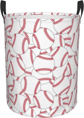 Vista 12 de Balón de béisbol deportivo en fuego y agua, cesta redonda para lavandería, cesta de almacenamiento, juguetes, organizador de ropa, contenedor