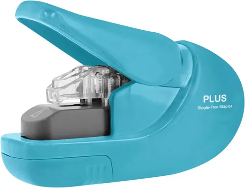 Vista 9 de Plus Paper Clinch - Engrapadora compacta sin grapas, color azul turquesa