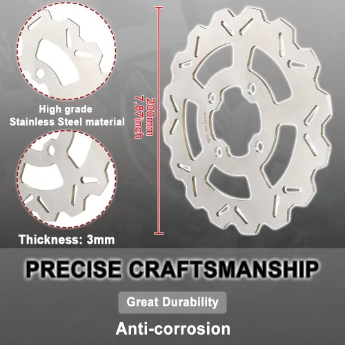 Vista 4 de Disco trasero de rotor de freno para Raptor 700 06-23/700R 13-23/70OR SE 22-23, YFZ 450 06-09 12-13/450R 09-22/450X 10-11/450R SE 2022