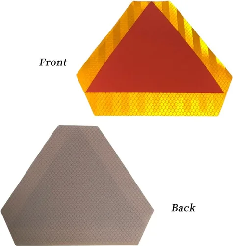 Vista 5 de 5 calcomanías de señal de vehículo de movimiento lento, 5 x 6 pulgadas, reflectantes, triangulares de seguridad, calcomanías reflectantes