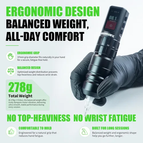 Vista 4 de Dragonhawk Kit de máquina de tatuaje inalámbrico A3 Pro con impresora