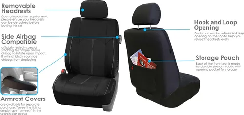 Vista 3 de Set completo fundas para asiento de coche FH Group, Negro