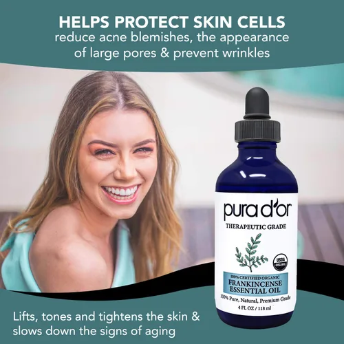 Vista 3 de PURA D'OR Aceites esenciales orgánicos de incienso y lavanda (4 onzas con cuentagotas de vidrio) 100% puros y naturales, grado terapéutico