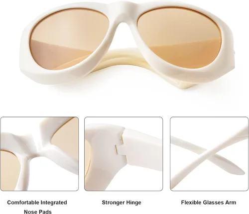 Vista 5 de PEGH Gafas de sol envolventes Y2K de gran tamaño ovaladas para hombres y mujeres de moda