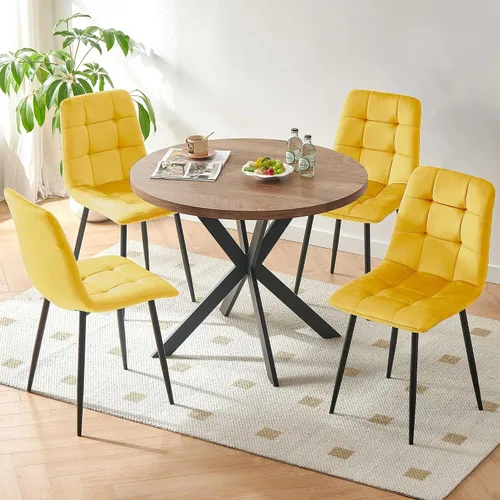 Vista 22 de Homedot Juego de mesa de comedor para 2, mesa de cocina de 3 piezas, juego de sillas de comedor redondas y negras para espacios pequeños, juego