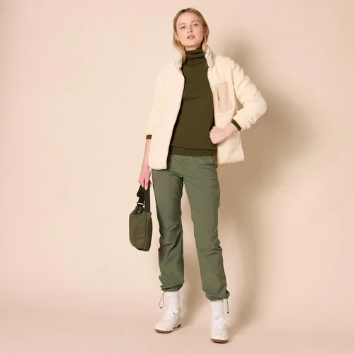 Vista 5 de Tienda Essentials - Chaqueta de forro polar sherpa, de manga larga con cremallera completa, para mujer