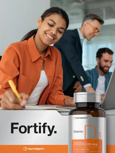 Vista 7 de Horbaach Vitamina D3 2000IU cápsulas blandas 150 unidades 50 mcg colecalciferol Suplemento sin OMG y sin gluten