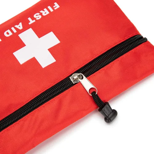 Vista 5 de Bolsa roja de primeros auxilios, pequeña bolsa de almacenamiento médica vacía para botiquines de primeros auxilios, paquete de emergencia