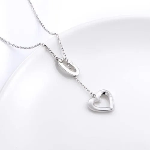 Vista 4 de Collar largo de plata de ley 925 ajustable en forma de Y, collar de cadena de Lariat para mujeres, adolescentes y niñas