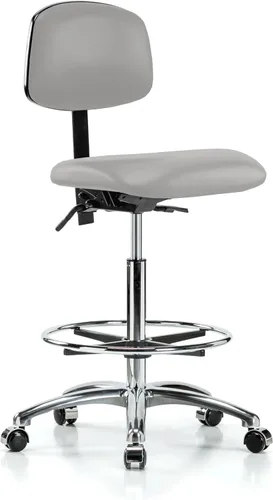 Vista 12 de Perch - Silla de laboratorio con ruedas cromadas con soporte de respaldo ajustable, altura del escritorio de 17 a 22 pulgadas, tela negra