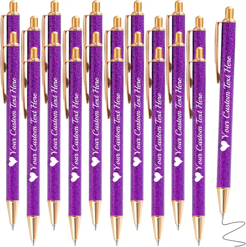 Vista 21 de Hasta 100 bolígrafos personalizados a granel con nombre, bolígrafo con purpurina personalizable, logotipo de negocios, mensaje de texto, regalo