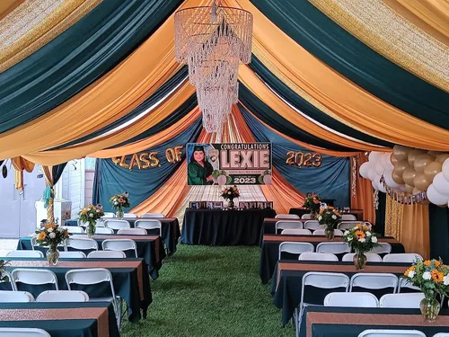 Vista 5 de Candelabro de boda grande de 4 niveles, lámpara de araña colgante de imitación de cristal iridiscente con cuentas, 24 pulgadas de ancho y 3 pies
