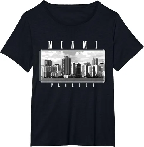 Vista 22 de Miami Skyline Florida Pride Vintage Miami Camiseta, Negro