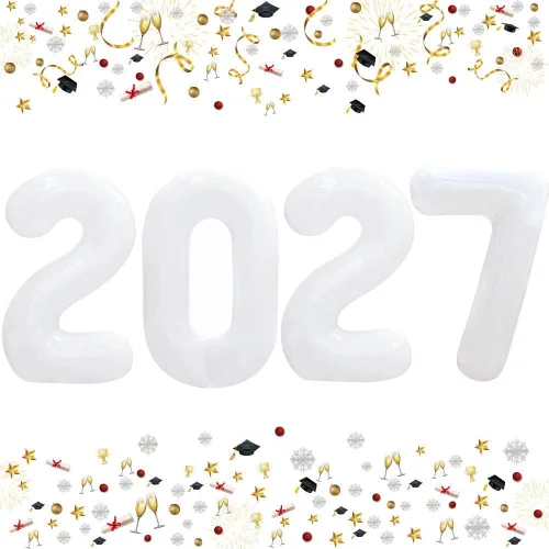 Vista 38 de GOER Globos de papel de aluminio 2026 para fiesta de Año Nuevo, suministros de fiesta, decoraciones de graduación (negro, 16 pulgadas)