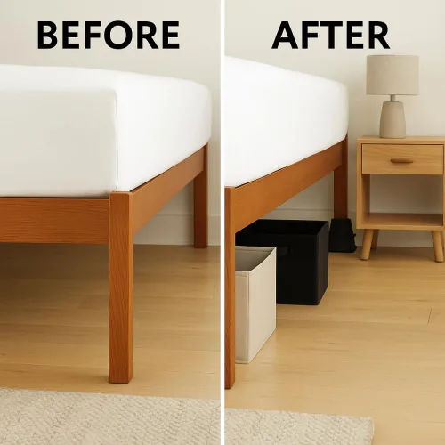 Vista 4 de SKYREN Elevadores de cama, plástico resistente de 6 pulgadas, negro, paquete de 4, para camas, sofás y mesas