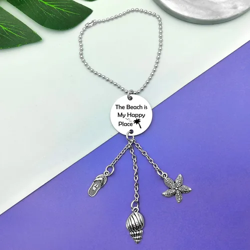Vista 2 de Adorno colgante de automóvil para amantes de la playa, regalos temáticos para mujeres, niñas, adolescentes, divertido regalo de vacaciones de amigos